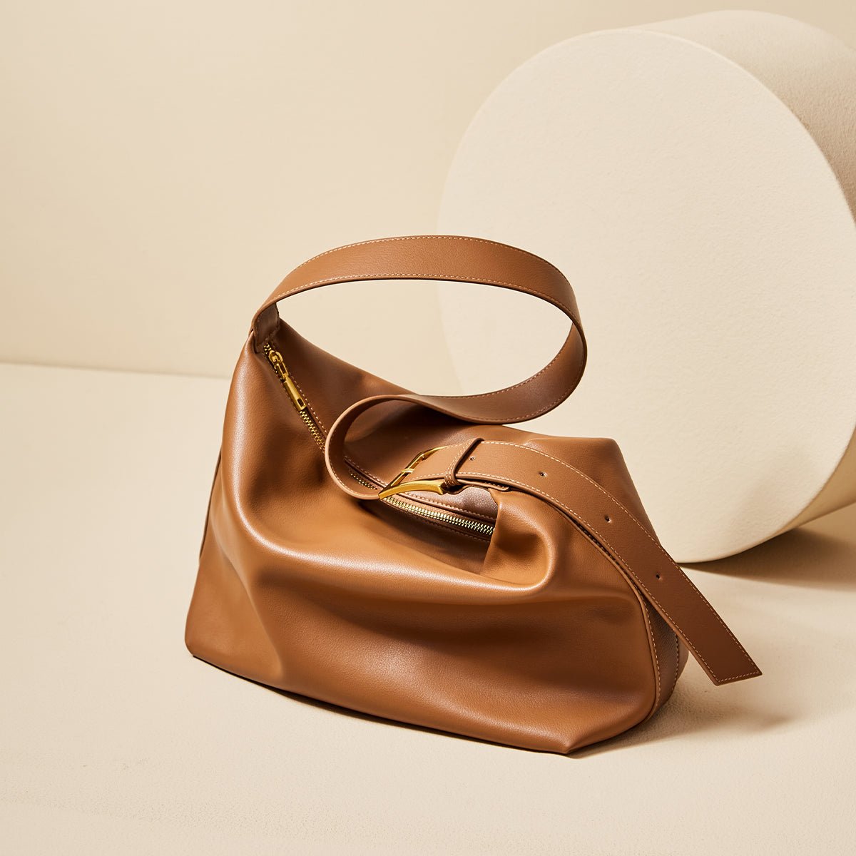 Soft Leather Slouch Shoulder Hobo Bag