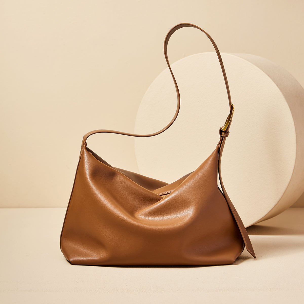 Soft Leather Slouch Shoulder Hobo Bag