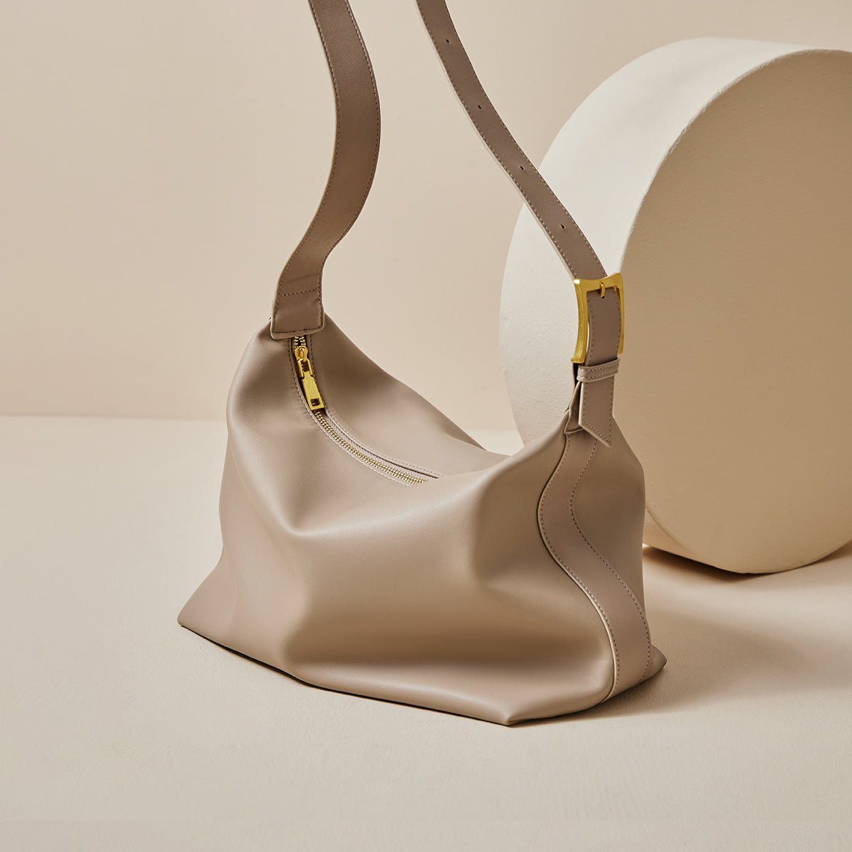 Soft Leather Slouch Shoulder Hobo Bag
