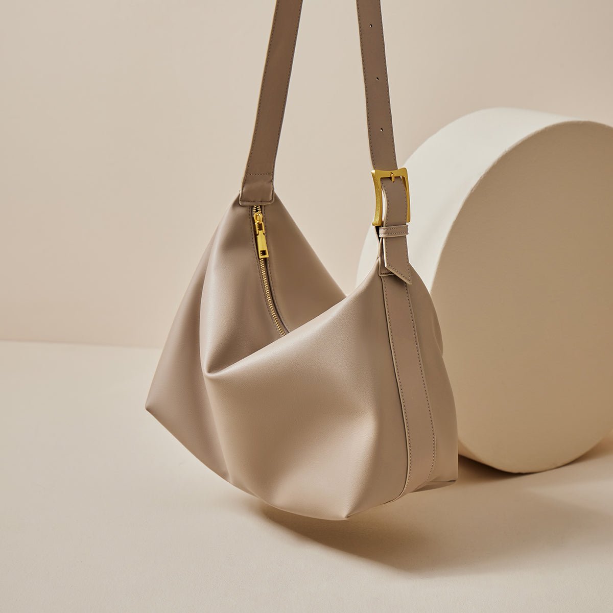 Soft Leather Slouch Shoulder Hobo Bag