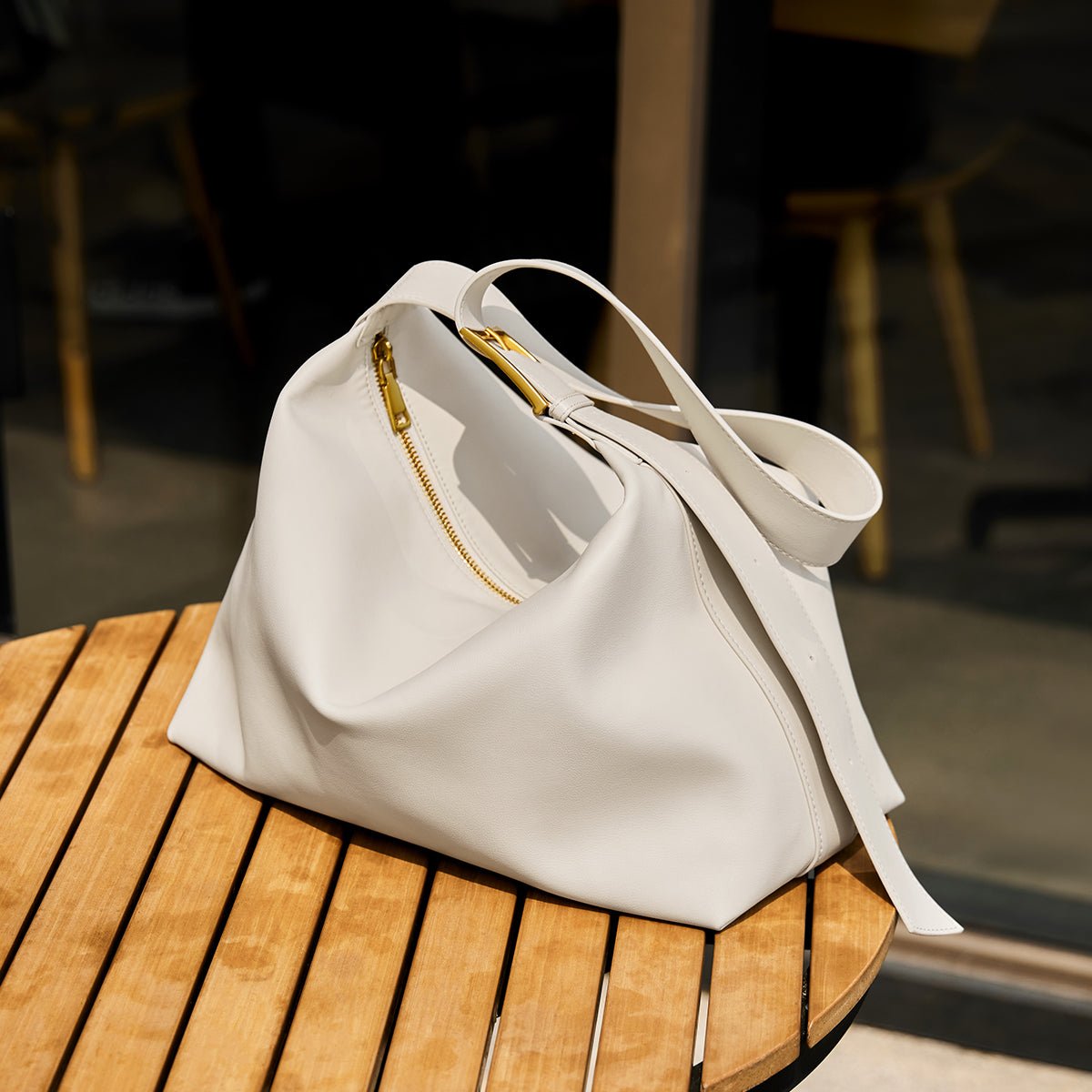 Soft Leather Slouch Shoulder Hobo Bag