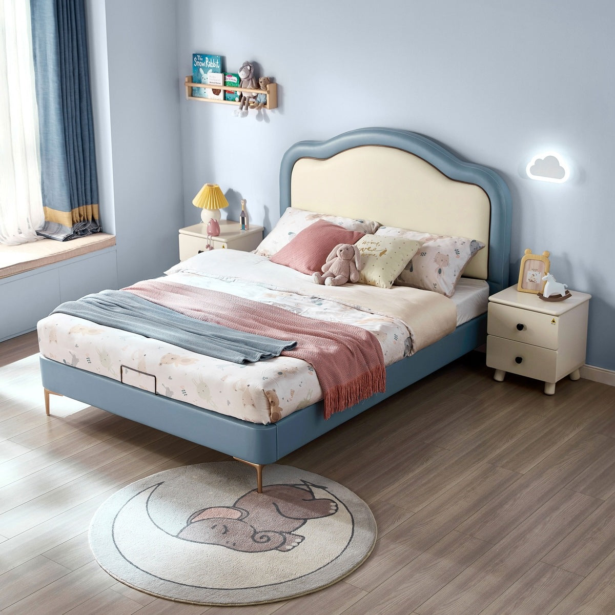 soft padded cloud bed with mattress all blue 3