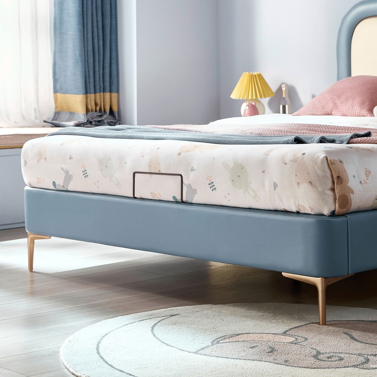 soft padded cloud bed with mattress all blue 5