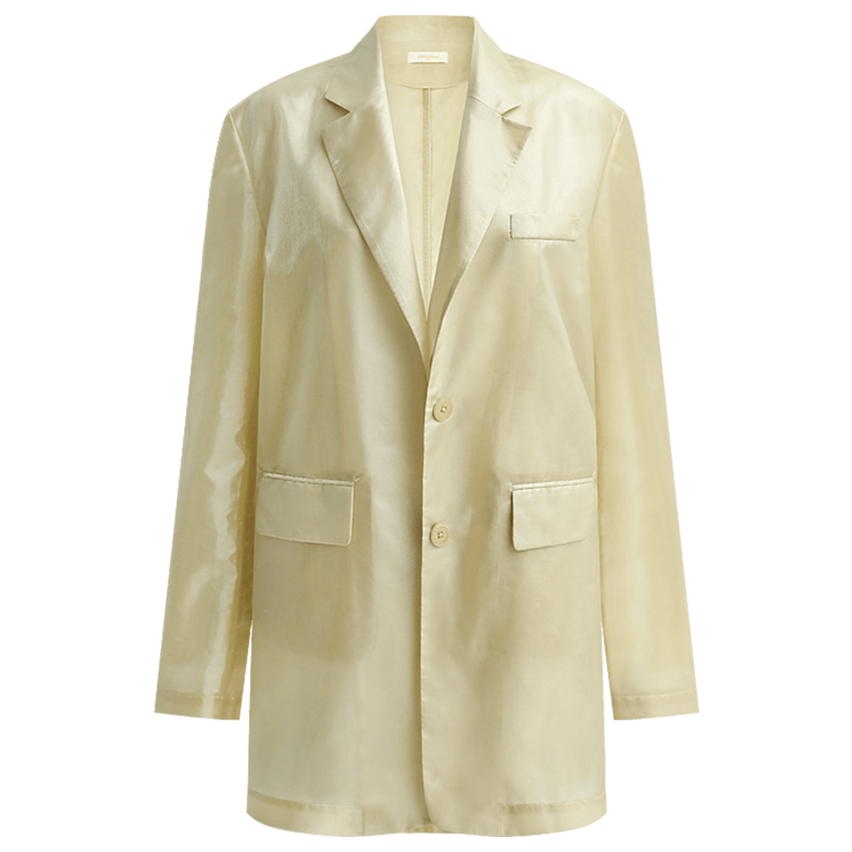 soft sheer single breasted long beige blazer all beige 4