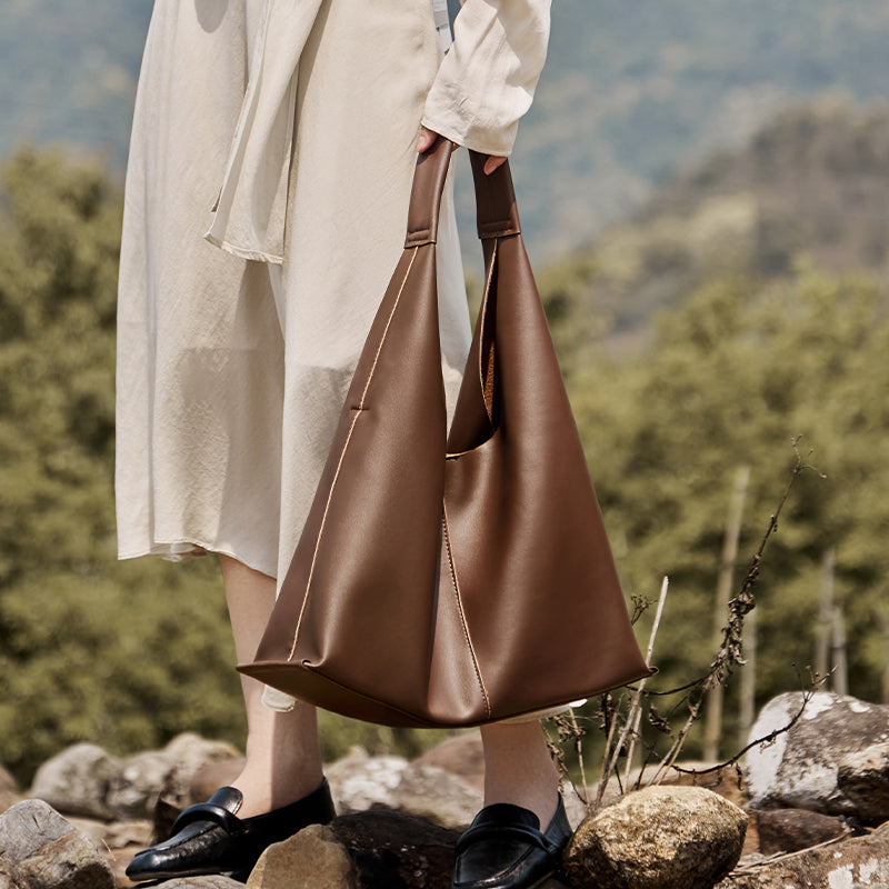 Soft Slouch Genuine Leather Oversized Tote Bag