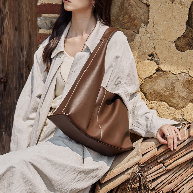 Soft Slouch Genuine Leather Oversized Tote Bag