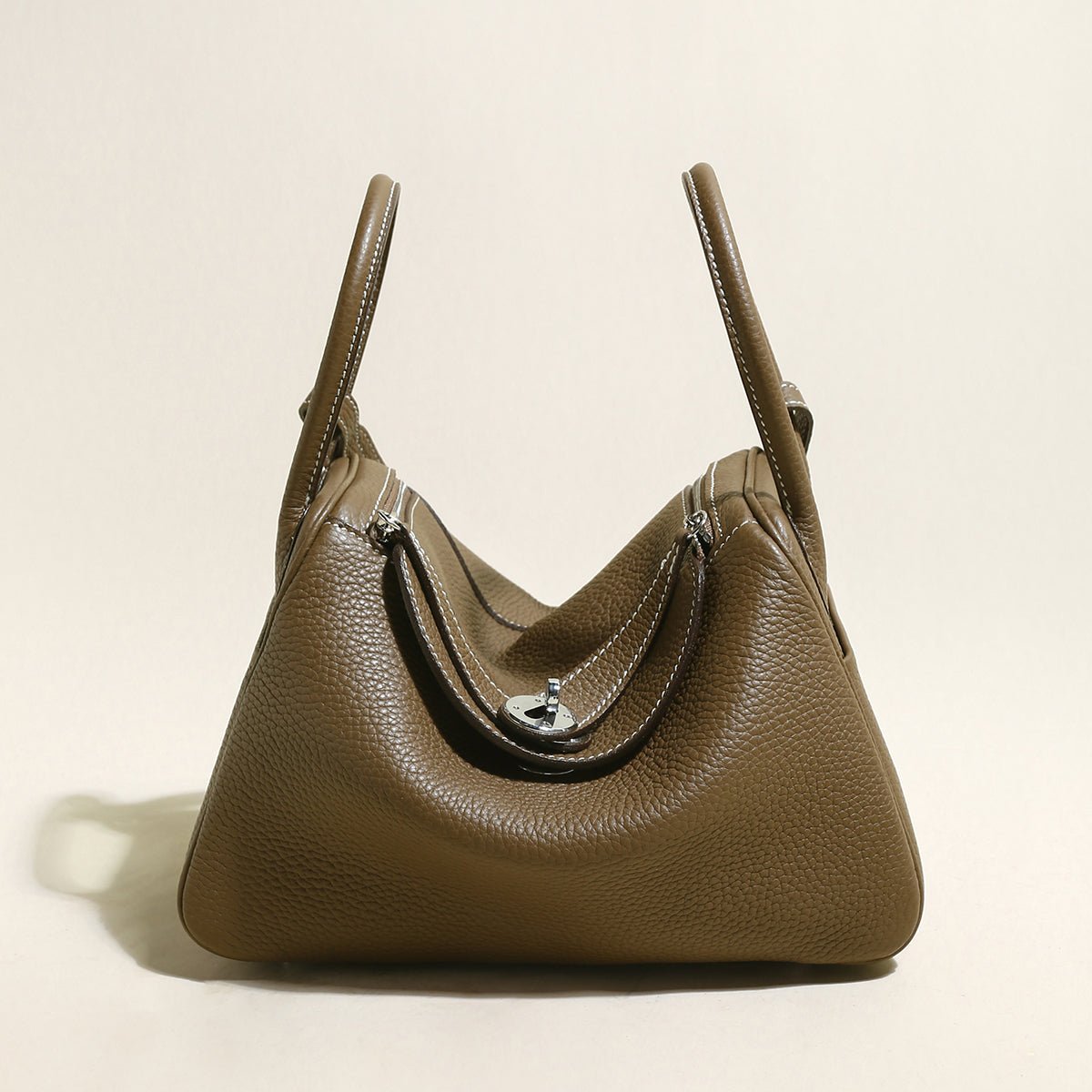 Solano Top-Grain TC Leather Shoulder Bag – Soft-Structured Double Handle Tote with Turn-Lock Closure