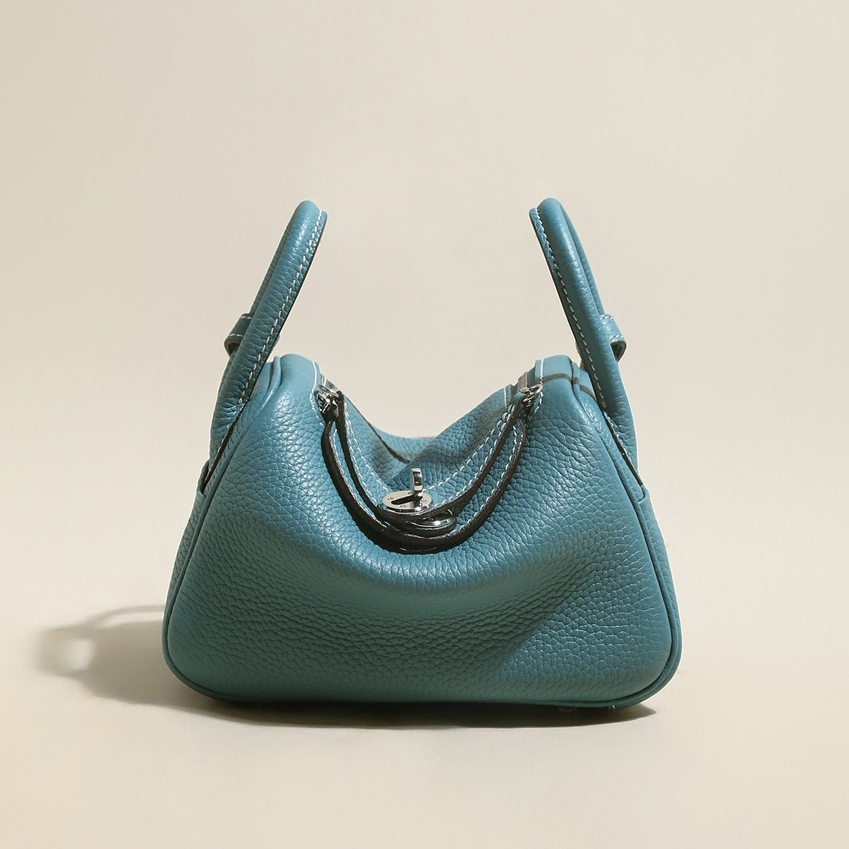 Solano Top-Grain TC Leather Shoulder Bag – Soft-Structured Double Handle Tote with Turn-Lock Closure
