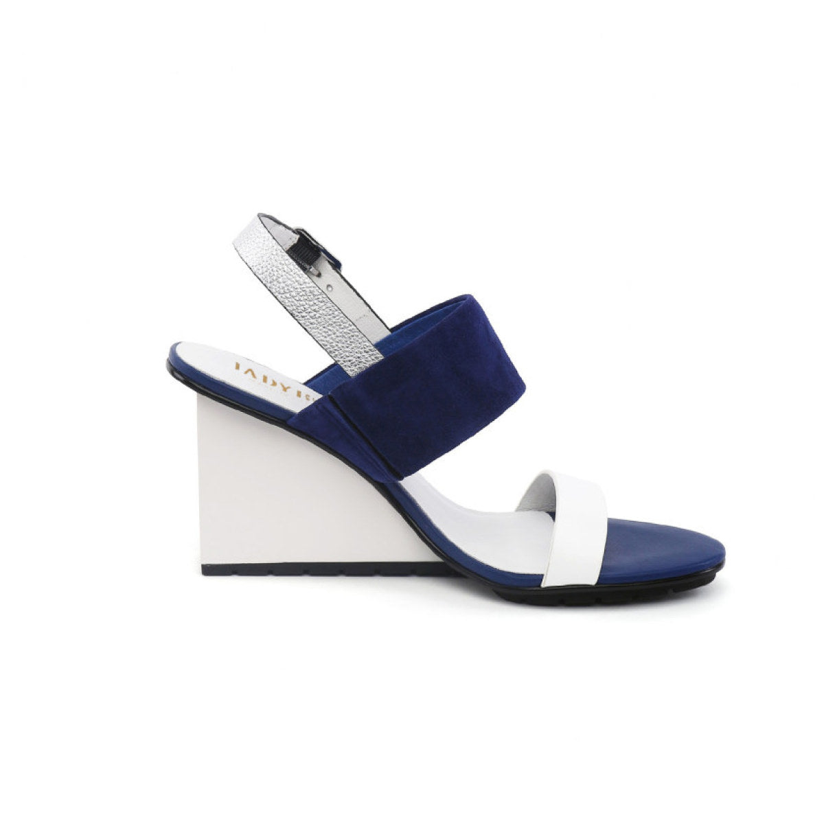 solid multi strap slingback wedge sandals all navy 3