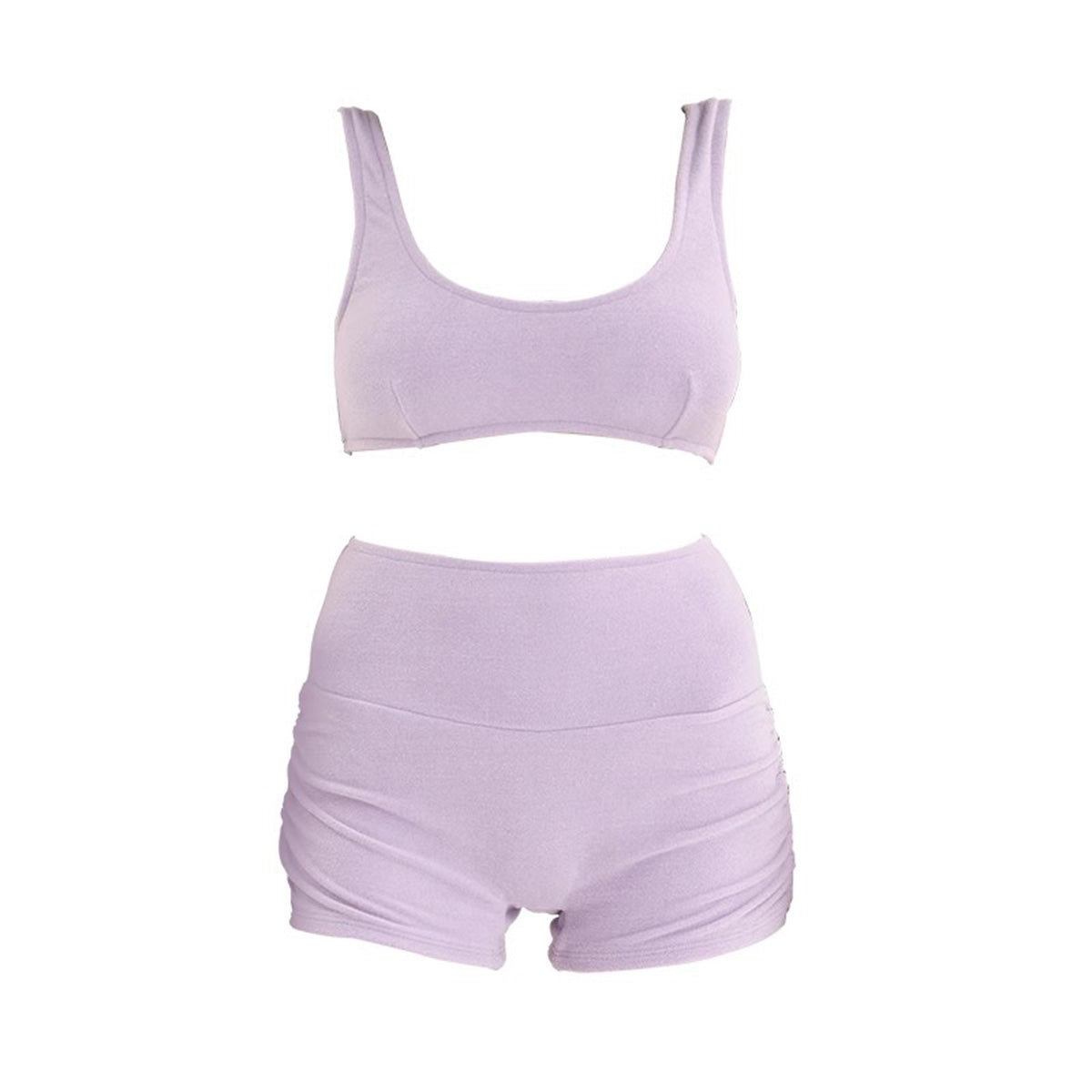 solid u neck top with high waisted boyleg swimwear all lilac 4