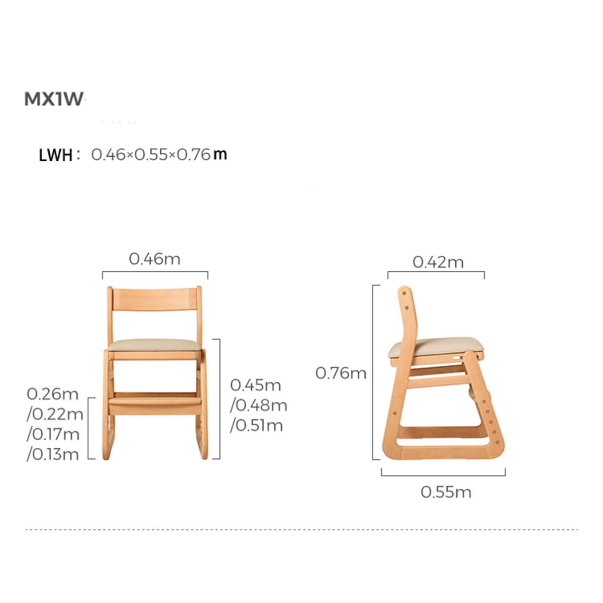 solid wood adjustable kids chair all 2