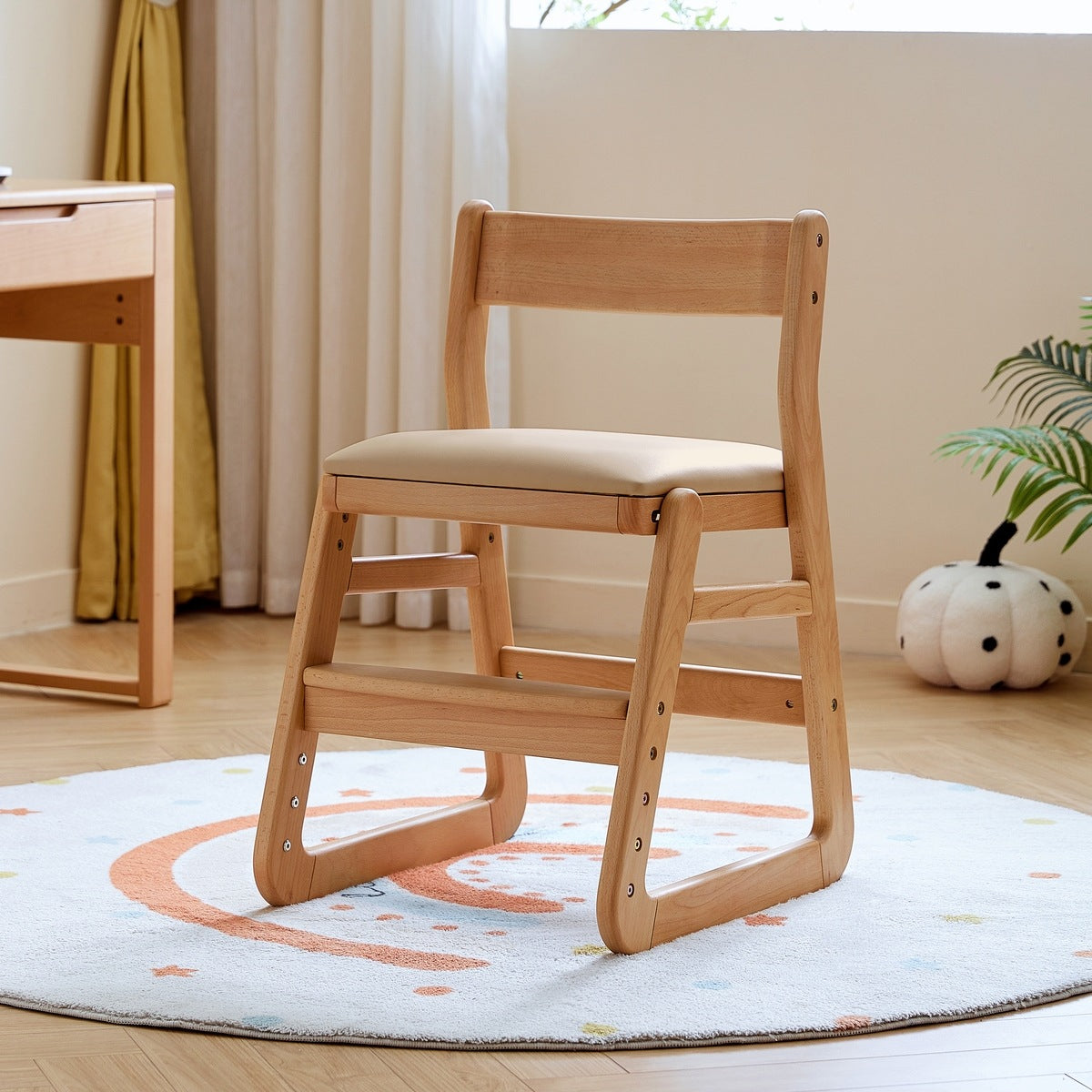 solid wood adjustable kids chair nude 2