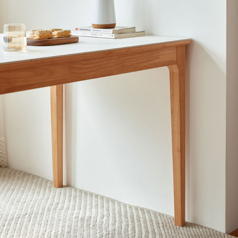 solid wood and slate dining table all 4