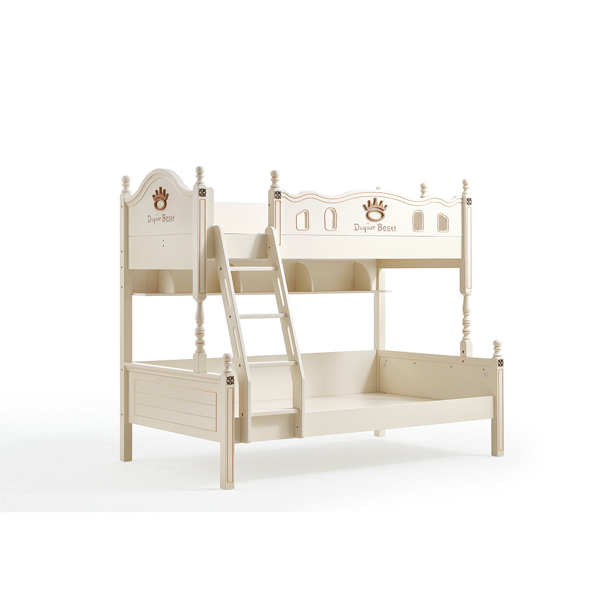 solid wood bunk bed with mattress for kids all white 5