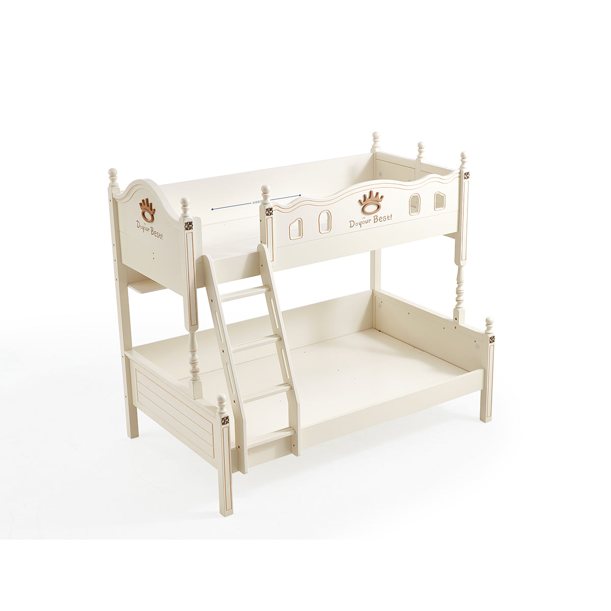 solid wood bunk bed with mattress for kids all white 6