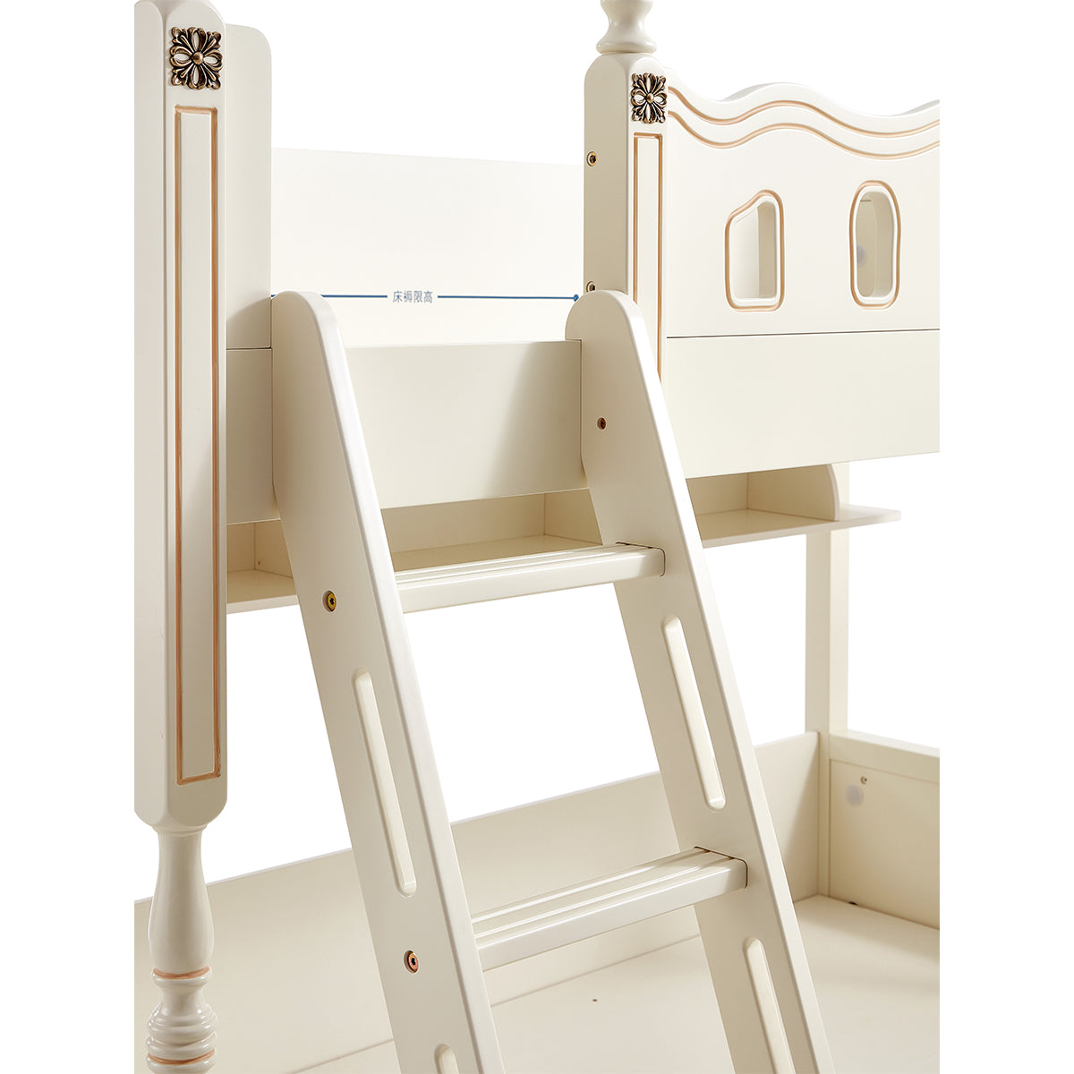 solid wood bunk bed with mattress for kids all white 8