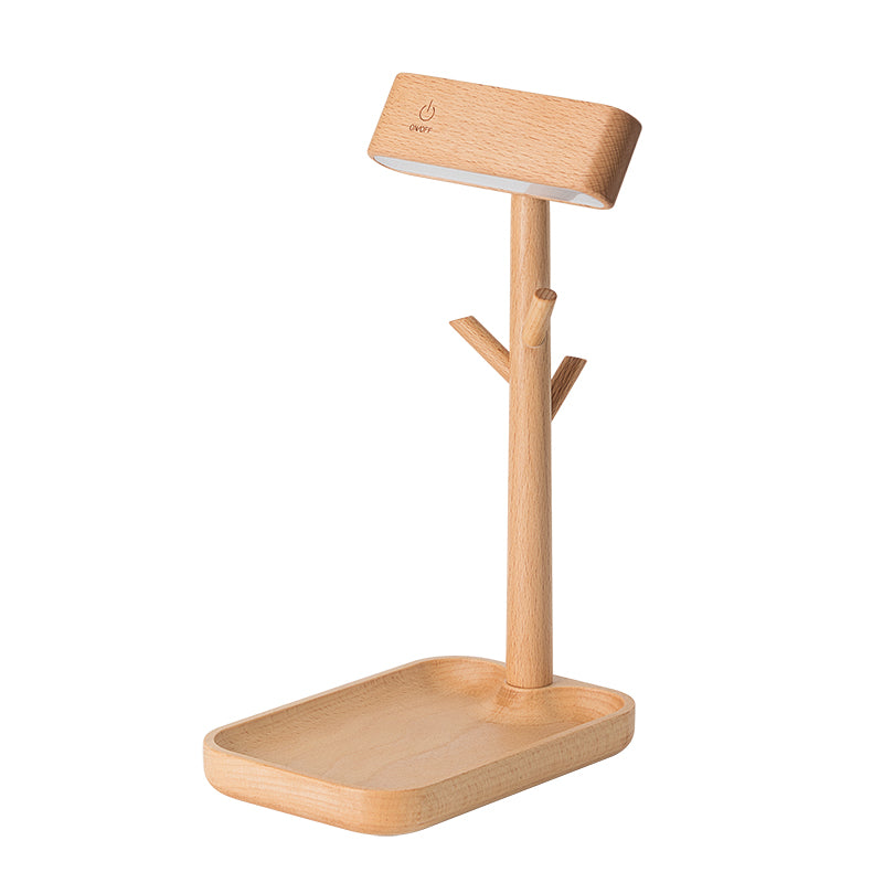 solid wood detachable led small table lamp rack organizer natural 3