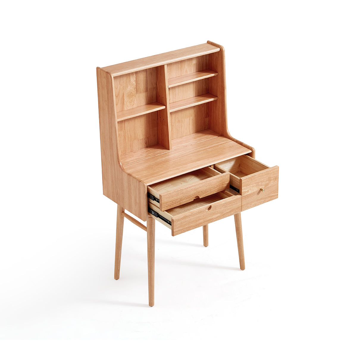 solid wood dressing table with white stool set all natural 10