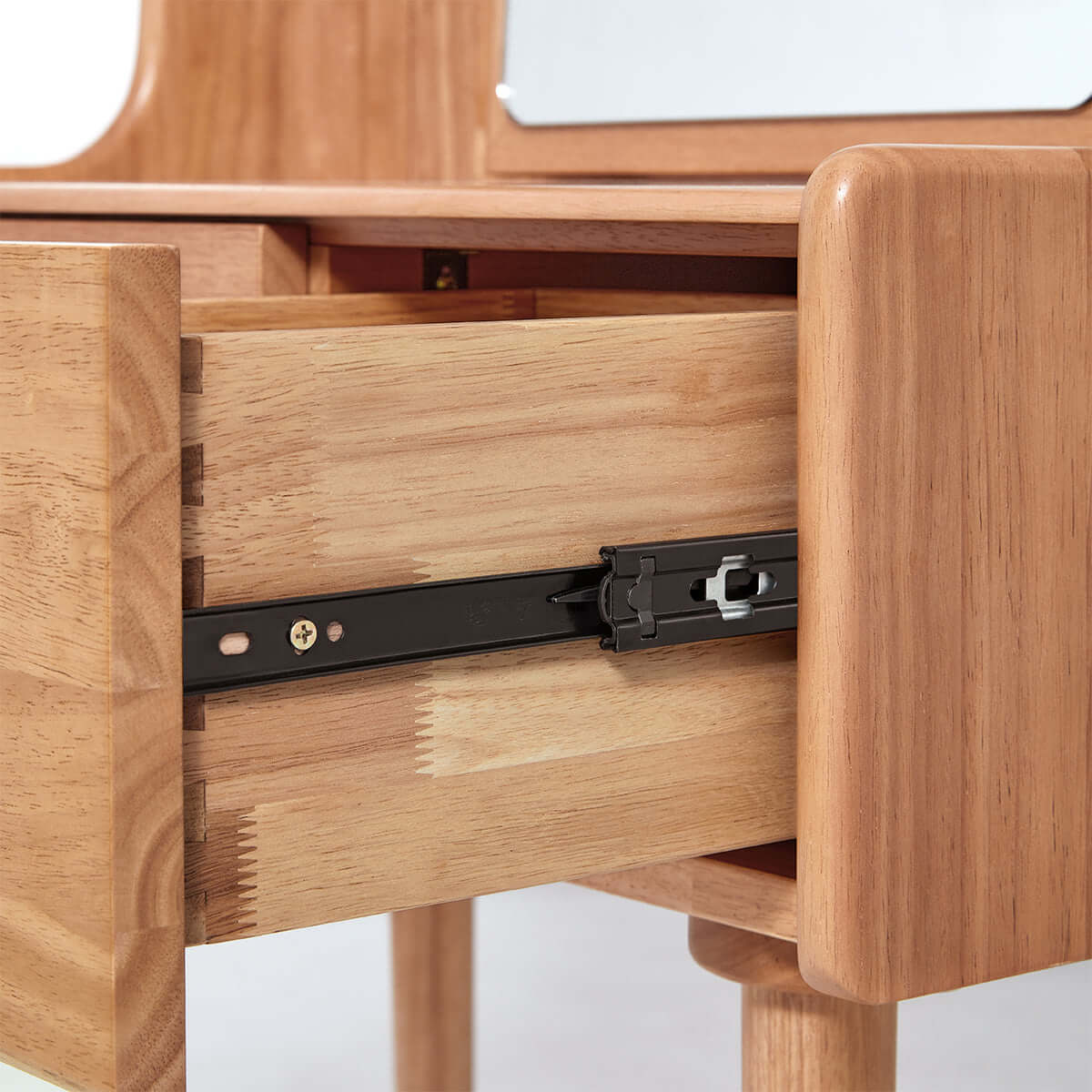 solid wood dressing table with white stool set all natural 13