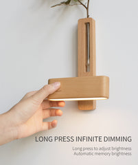 Solid Wood Magnetic Sconce Vase Touch Switch Light