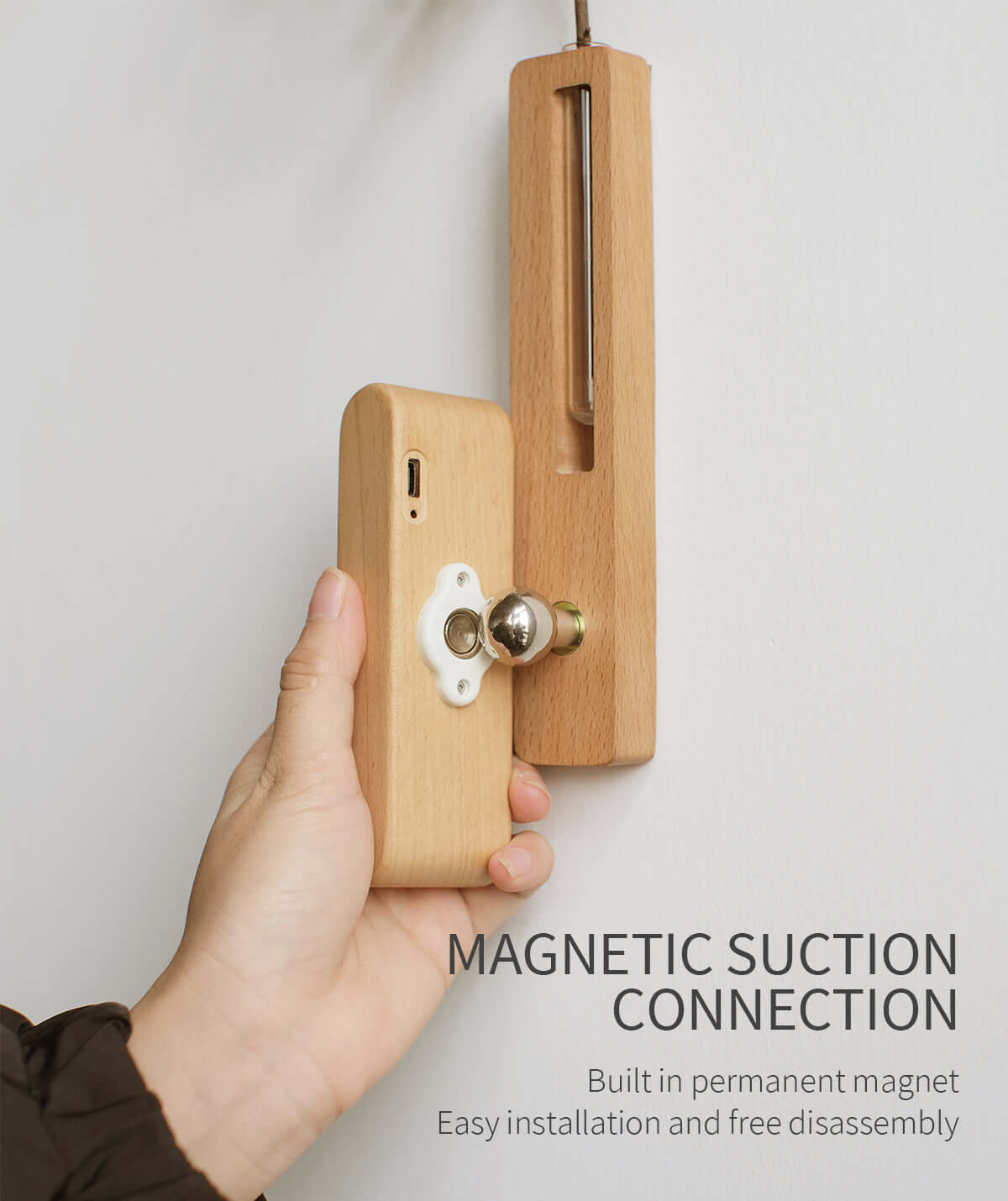 solid wood magnetic sconce vase touch switch light all 5