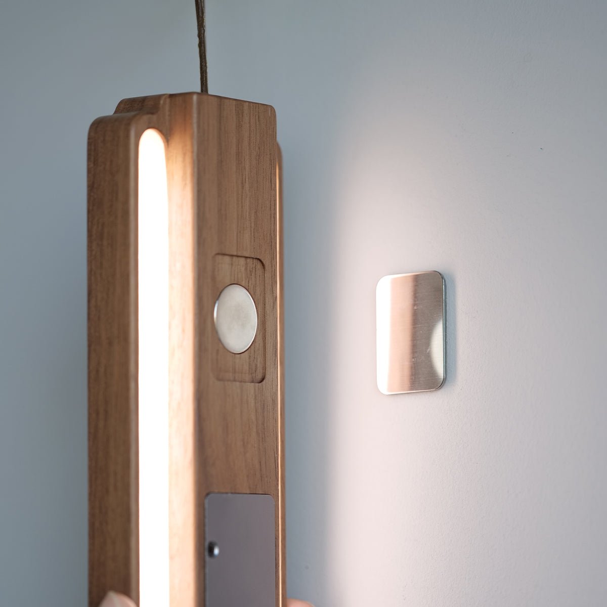 Solid Wood Motion Sensor Wall Light with Glass Vase