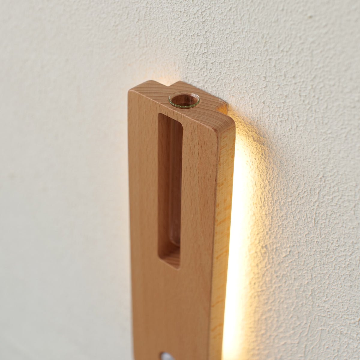 Solid Wood Motion Sensor Wall Light with Glass Vase