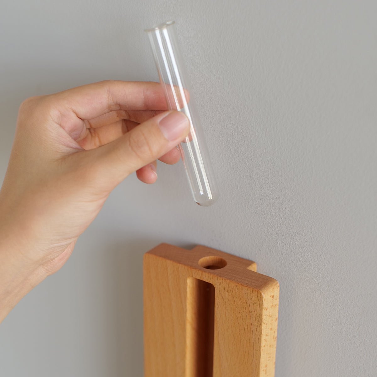 Solid Wood Motion Sensor Wall Light with Glass Vase