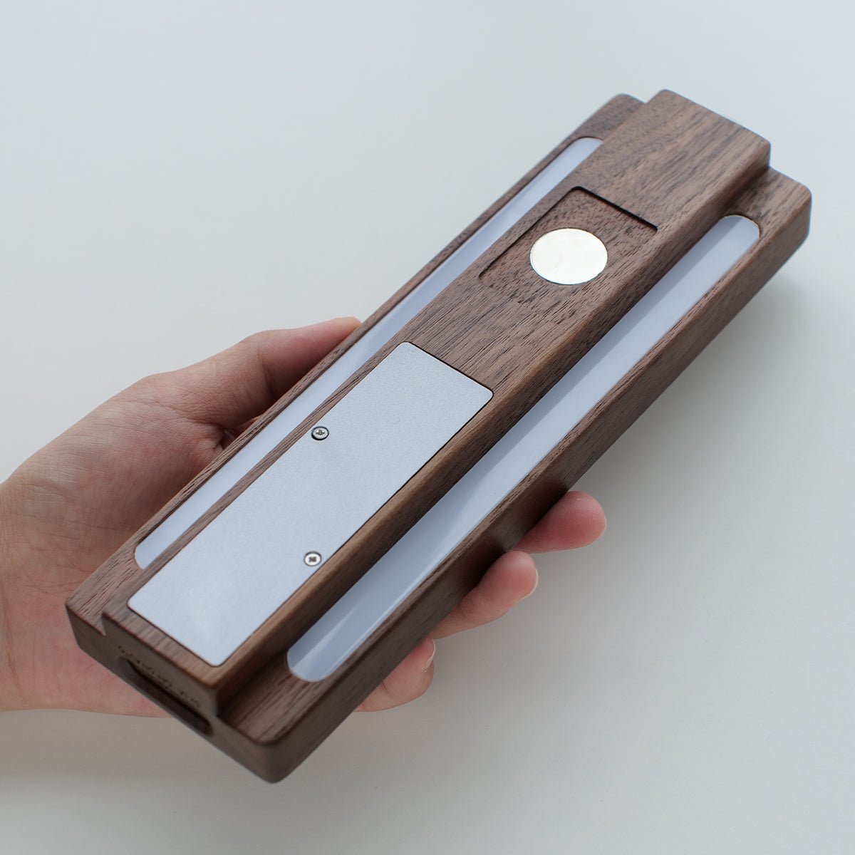 Solid Wood Motion Sensor Wall Light with Glass Vase