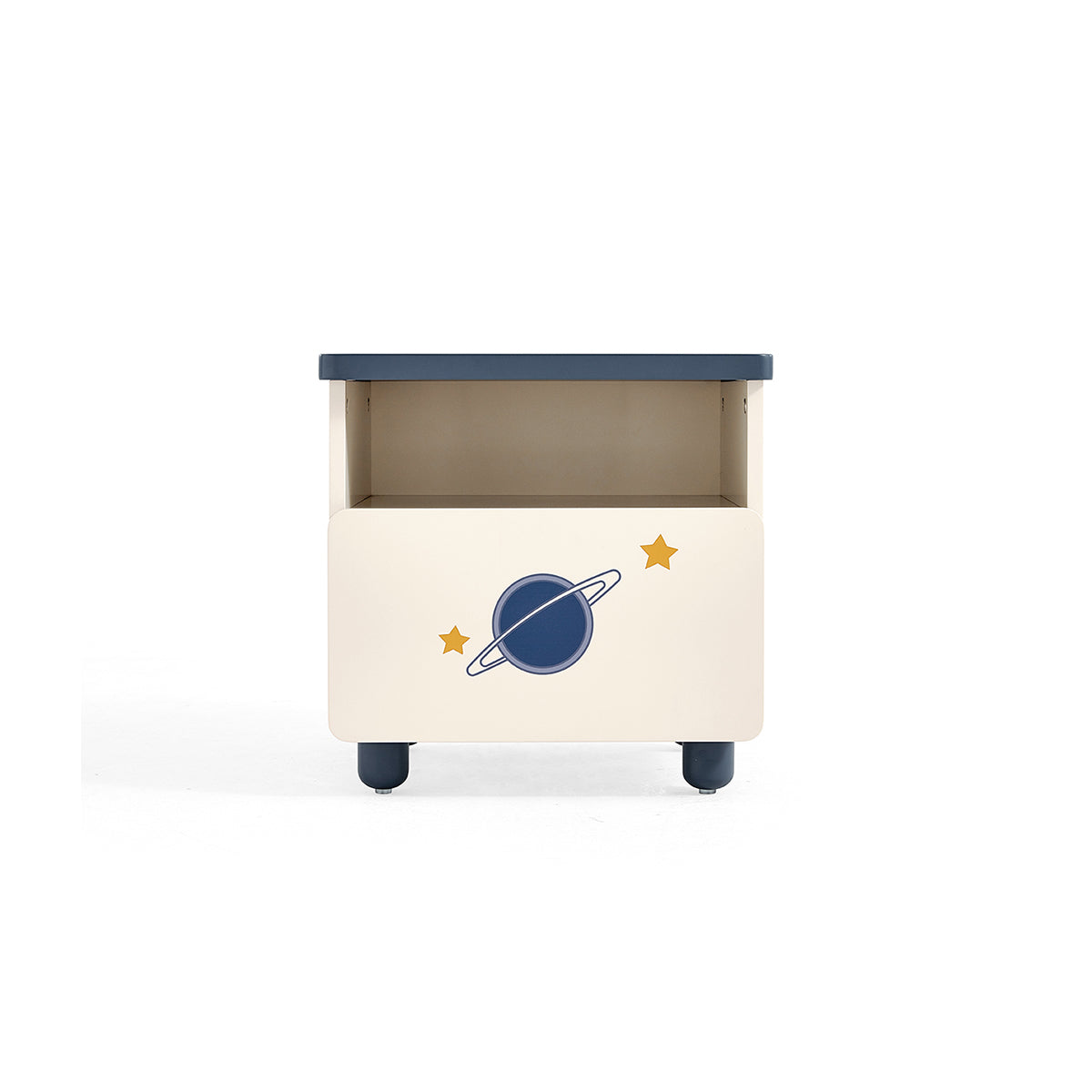 space boy navy and white bedside table all 5