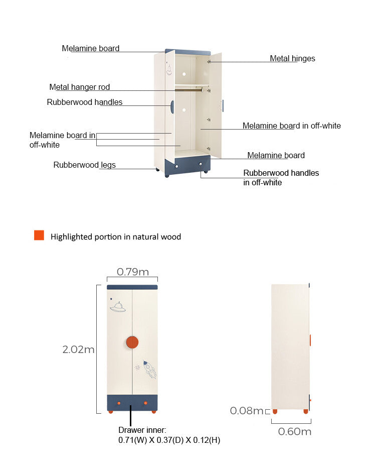 space boy navy and white wardrobe rack 2 door navy 8
