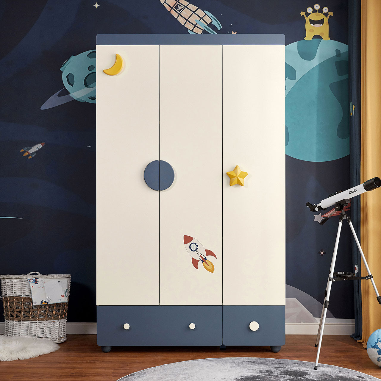 space boy navy and white wardrobe rack 3 door navy 1