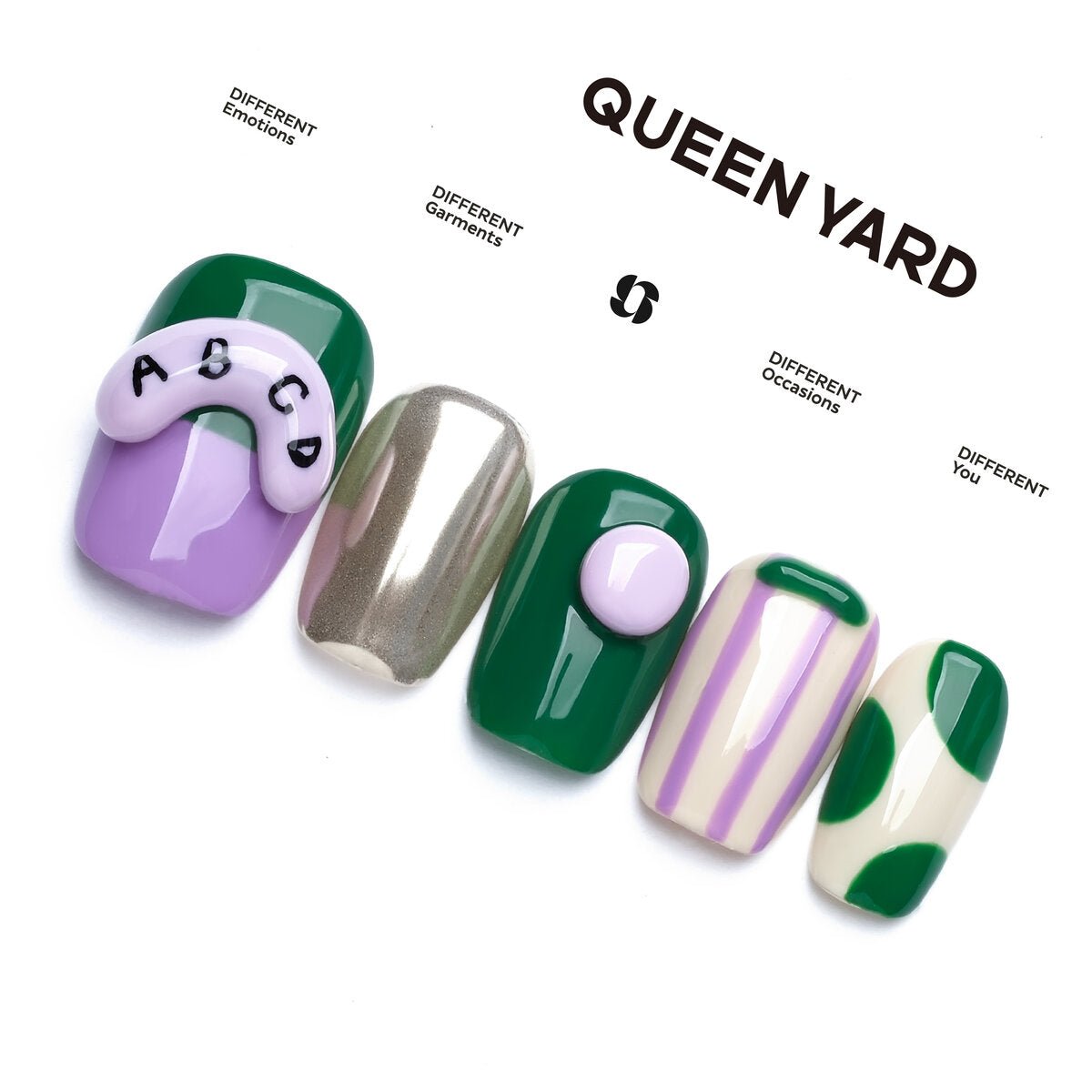 Space Ranger Green Lilac Chrome Press-On Nails