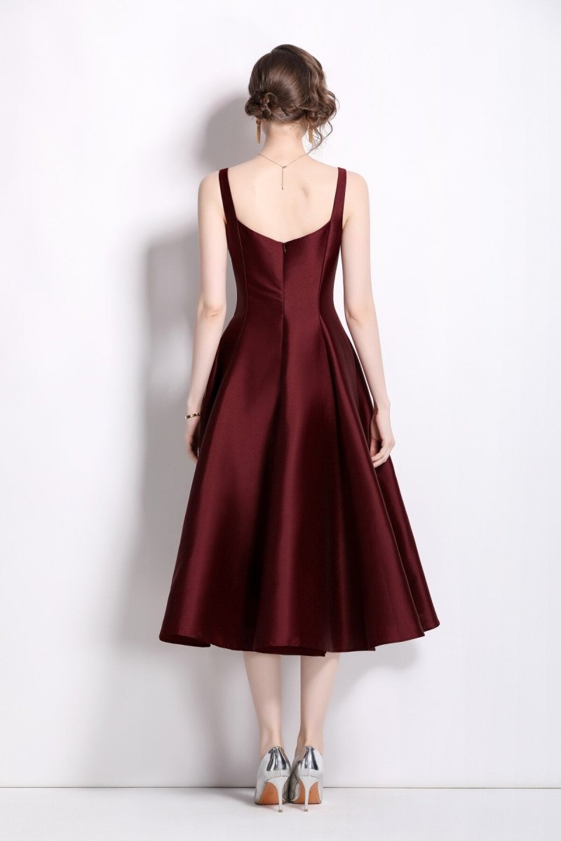 spaghetti strap waist cinching maroon cocktail dress all maroon 4