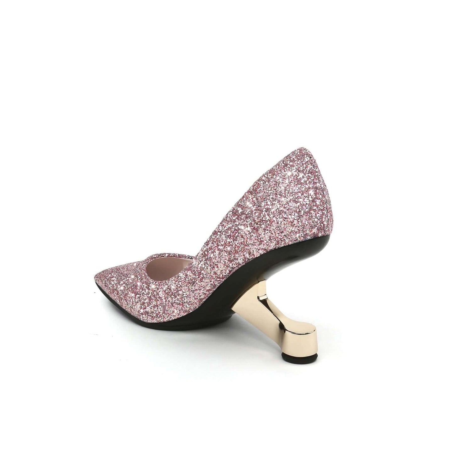 sparkling glitter pointed toe pumps all pink 4
