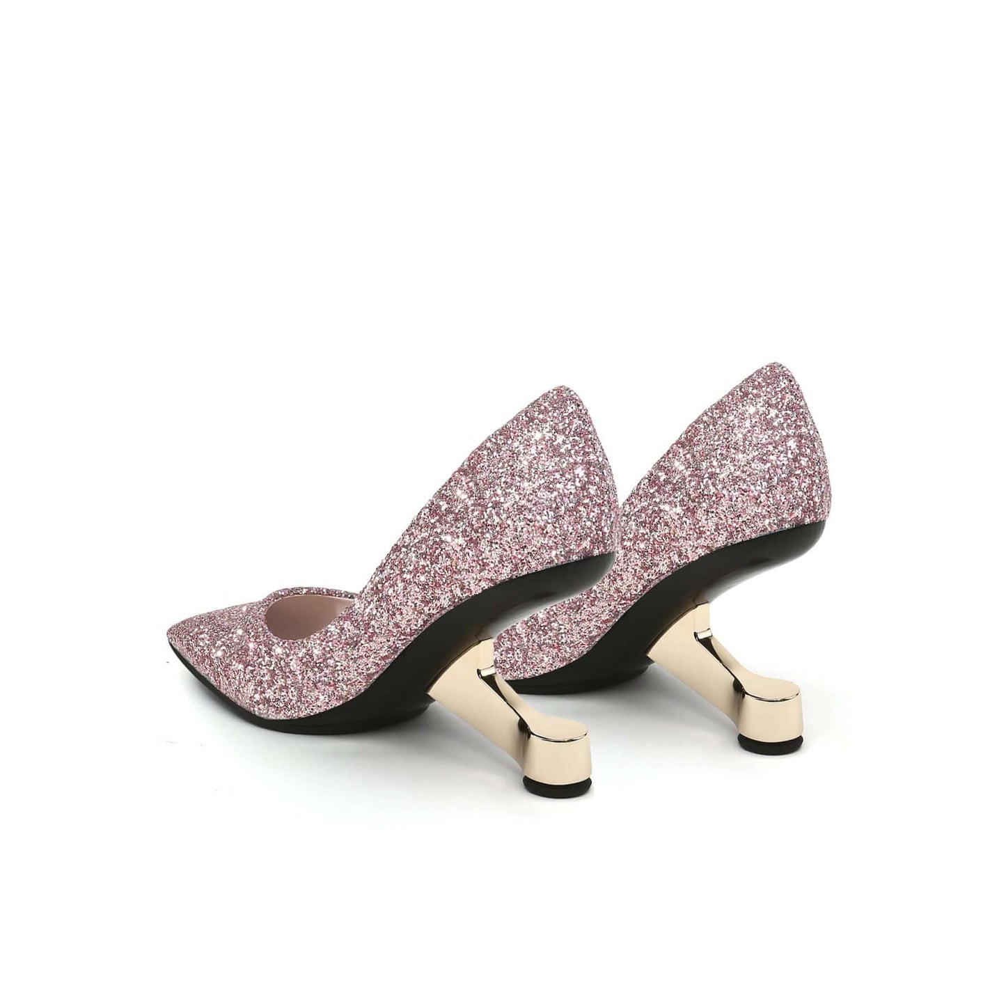 sparkling glitter pointed toe pumps all pink 5