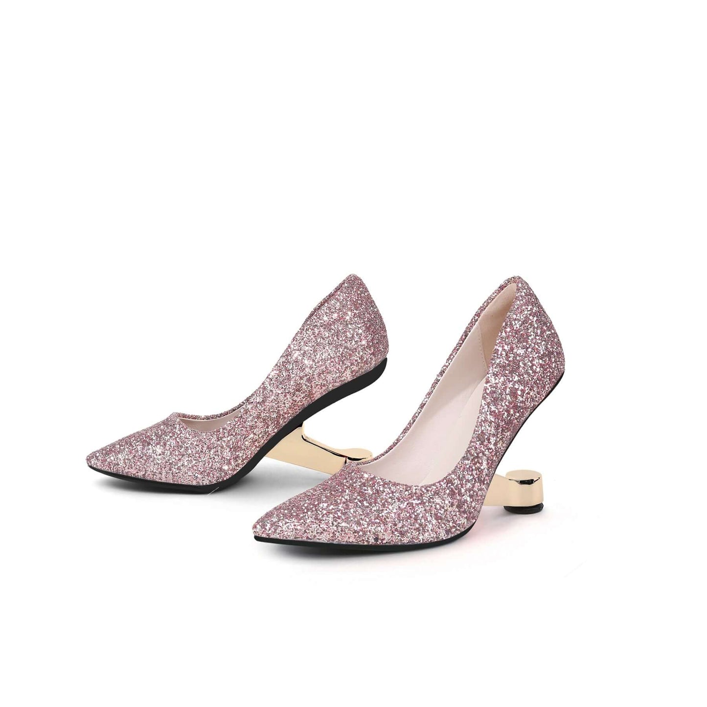 sparkling glitter pointed toe pumps all pink 6