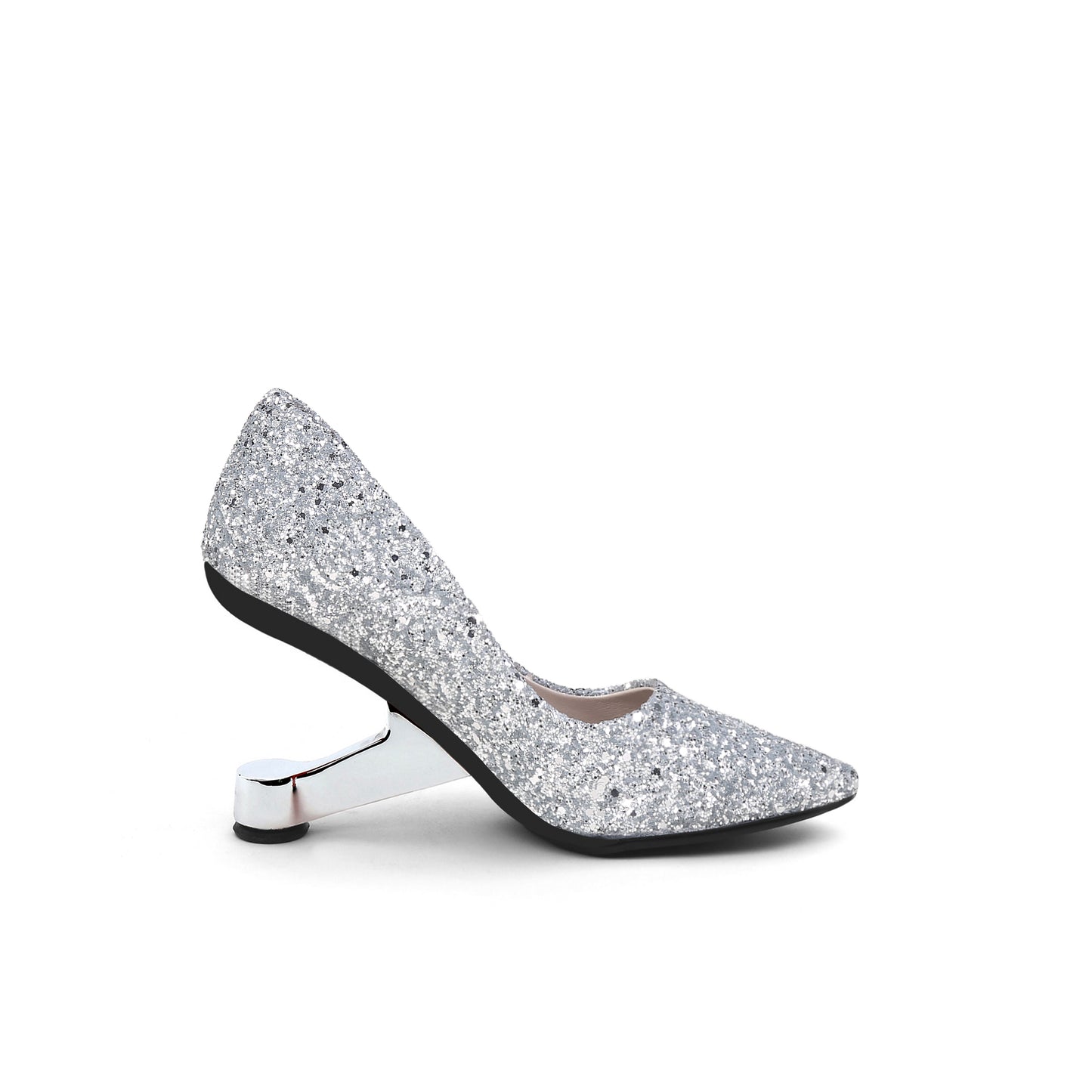 sparkling glitter pointed toe pumps all silver 3
