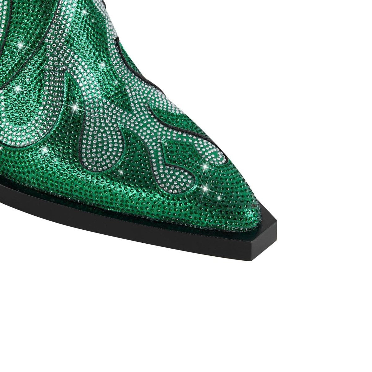 Sparkling Rhinestone Flame Pointed Toe Boots - 0cm