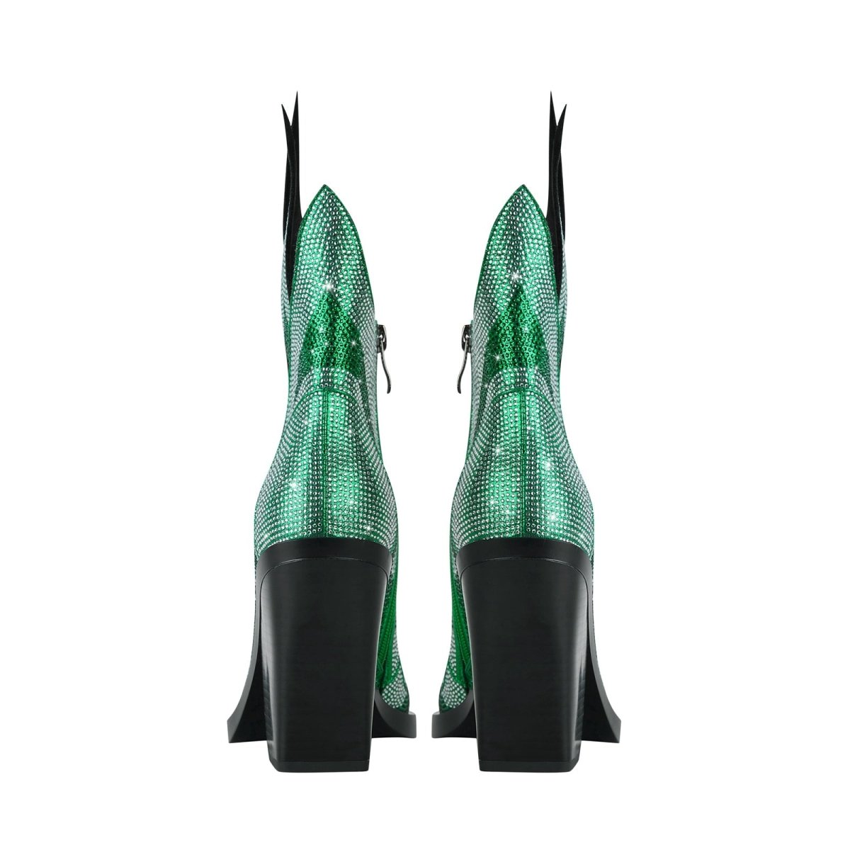 Sparkling Rhinestone Flame Pointed Toe Boots - 0cm