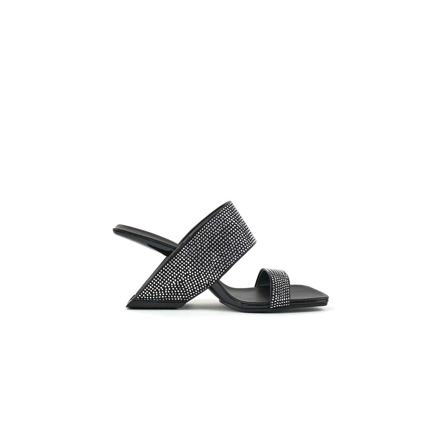 sparkly gem embellished hollow mules all black 3