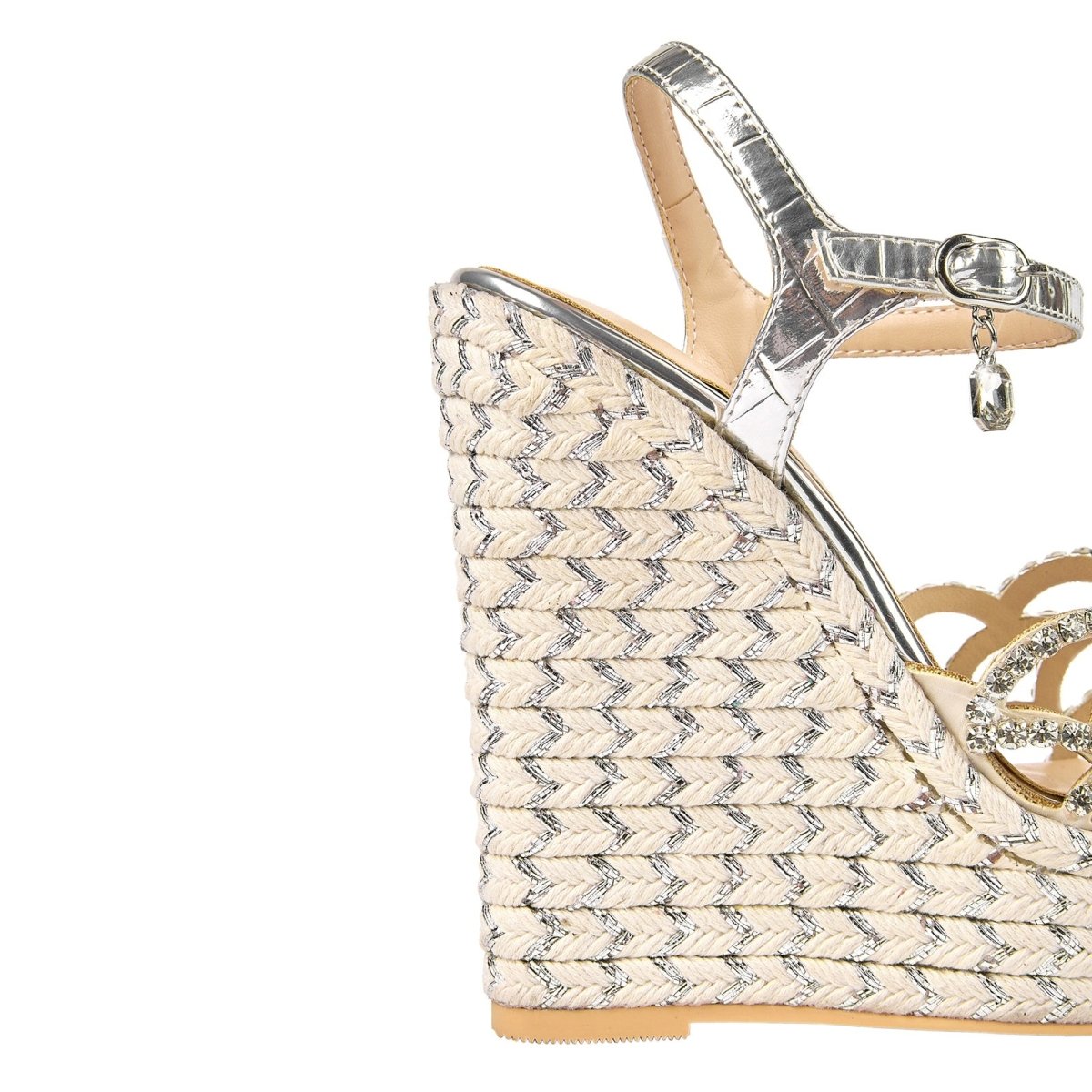 Sparkly Scallop Gem Encrusted Silver Wedges - 0cm