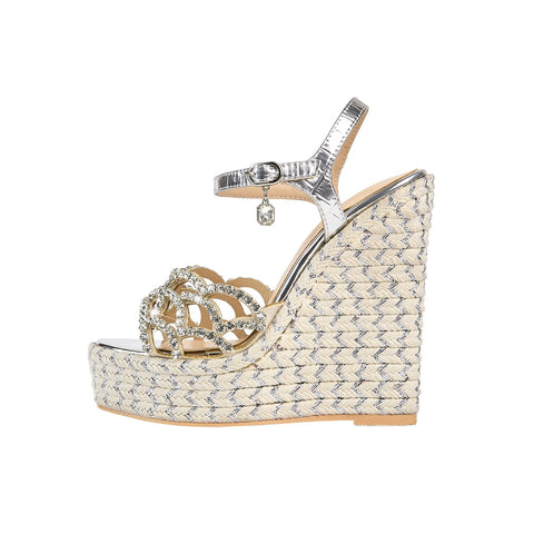 Sparkly Scallop Gem Encrusted Silver Wedges