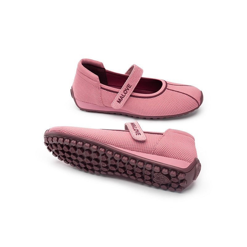 Sport Ballet Mary Jane Flats – Breathable Knit Velcro Strap Walking Shoes