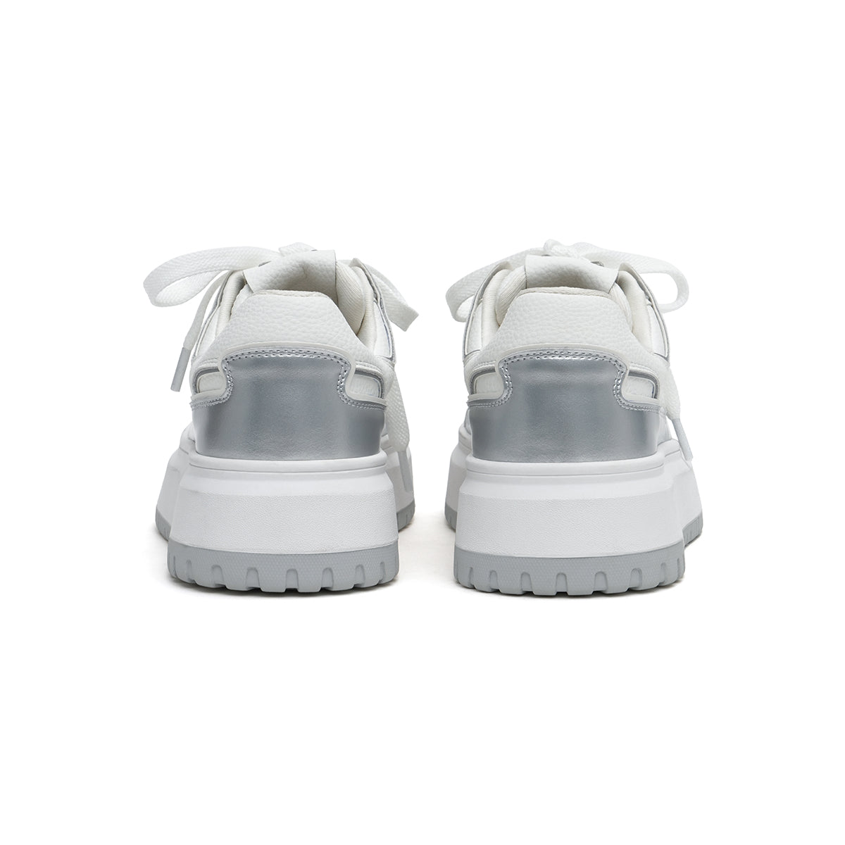 sporty platform casual sneakers all silver 3