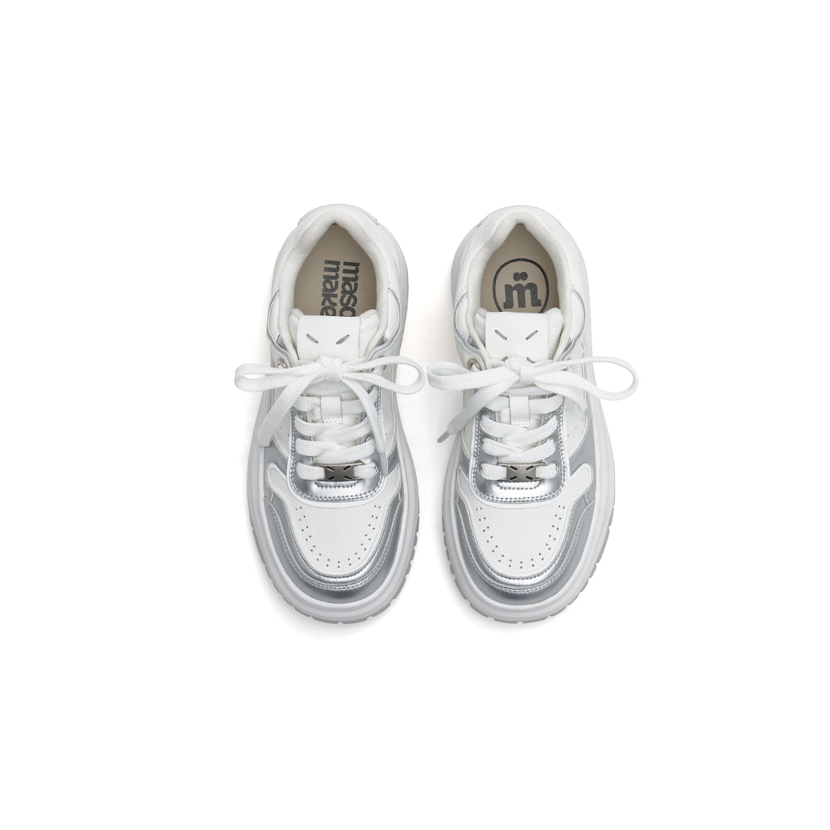 sporty platform casual sneakers all silver 5