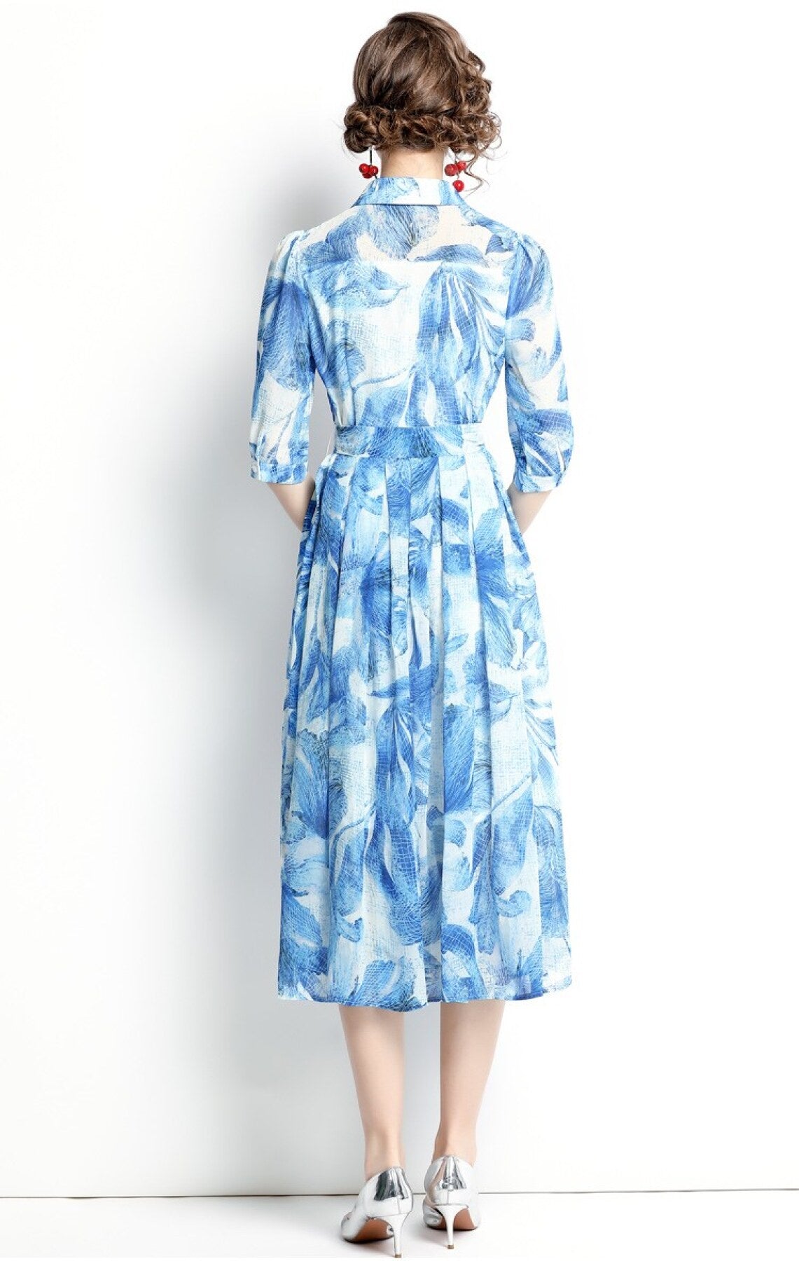 spring blue floral shirt dress all blue 4