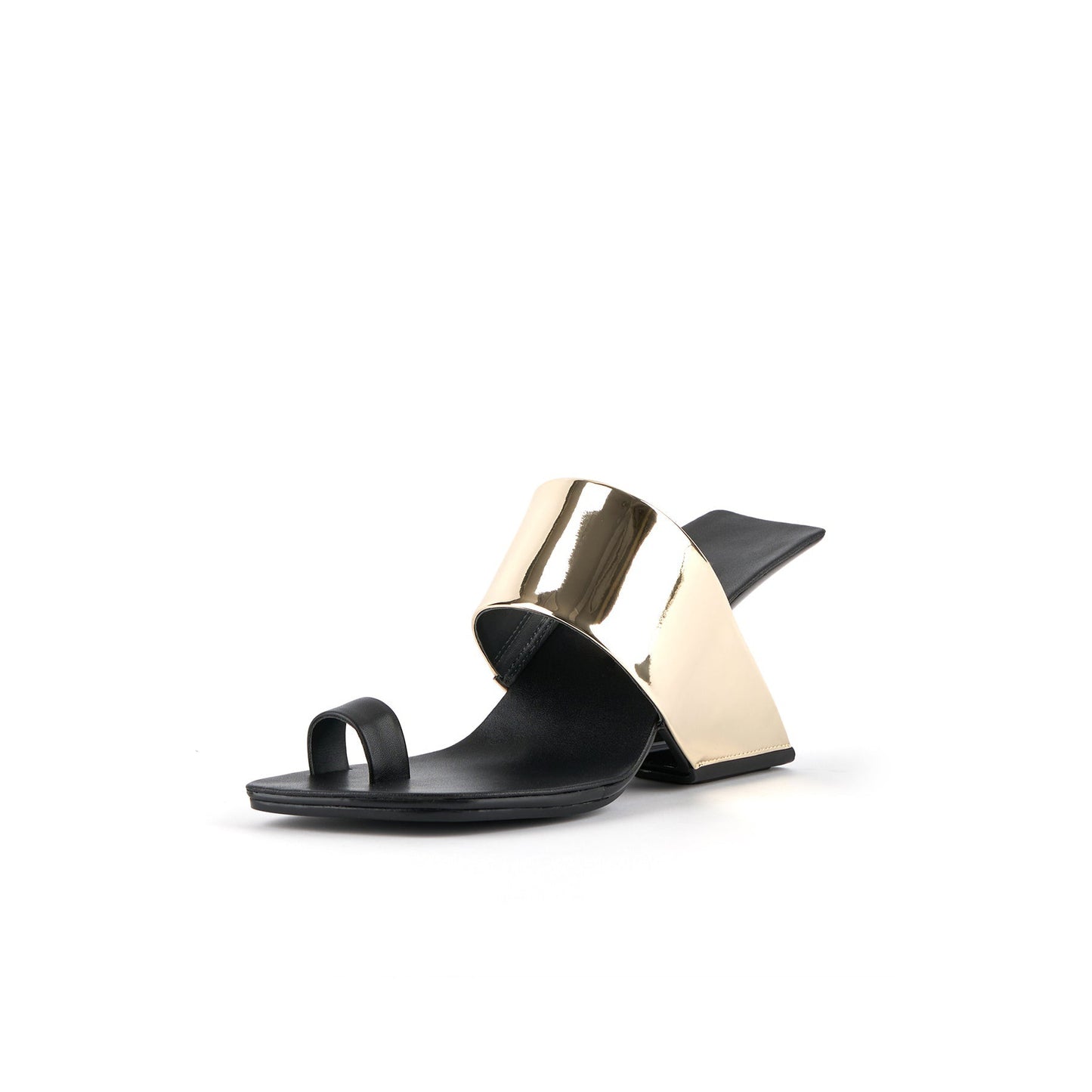 square toe arch heel mules all gold 2