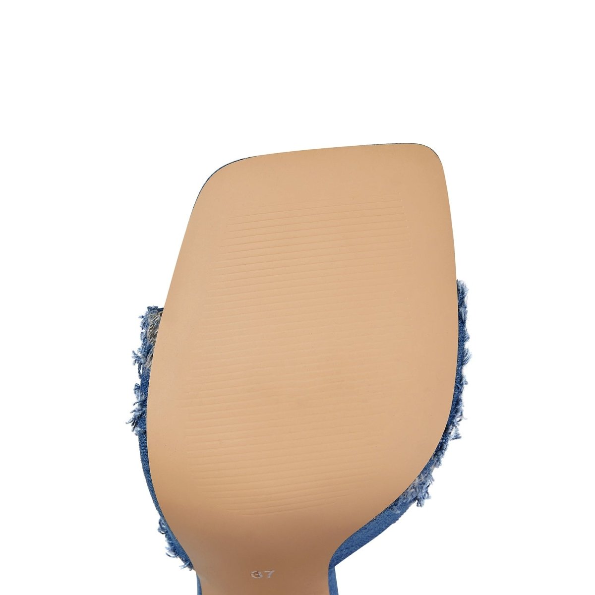 Square Toe Diamond Pattern Denim Ankle Strap Sandals - 0cm