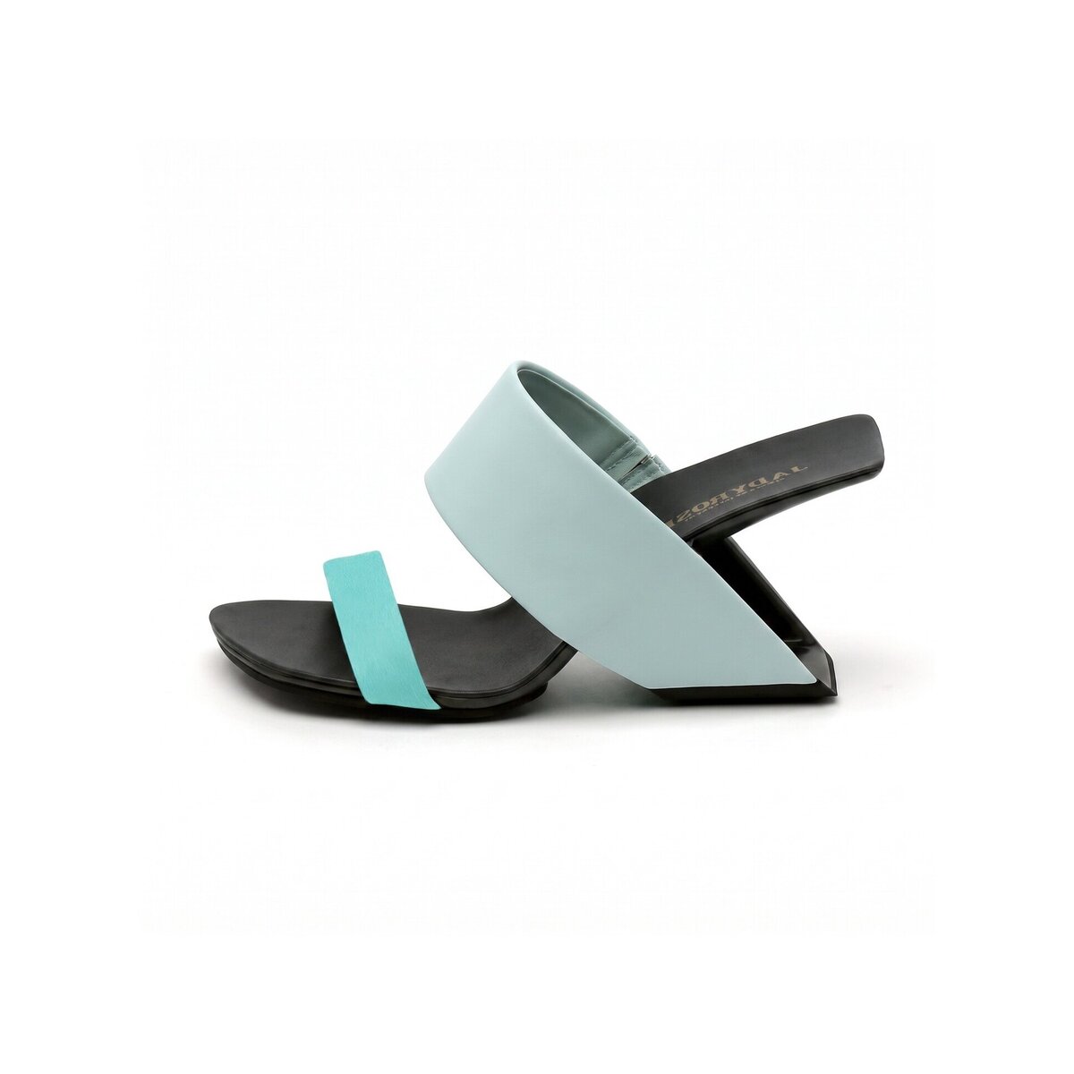 Sculptural Sweep Square-Toe Heeled Mules